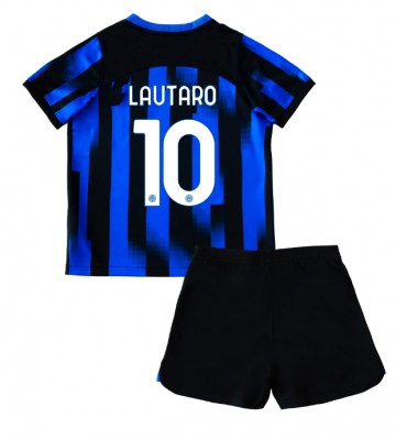 Inter Milan Lautaro Martinez #10 Koszulka Podstawowych Dziecięca 2023-24 Krótki Rękaw (+ Krótkie spodenki)